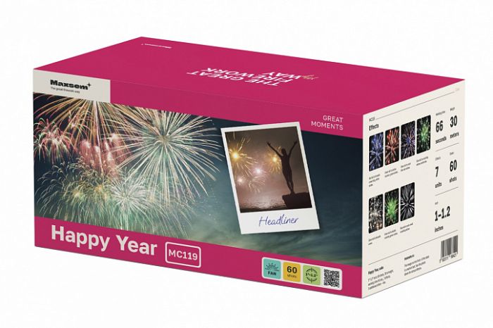 Салют Happy Year MC119 60 залпов Maxsem артикул MC119 