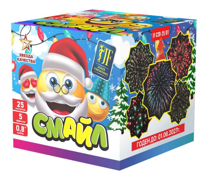 Смайл 25 залпов 0.8" Joker Fireworks артикул QS C20-25/01 